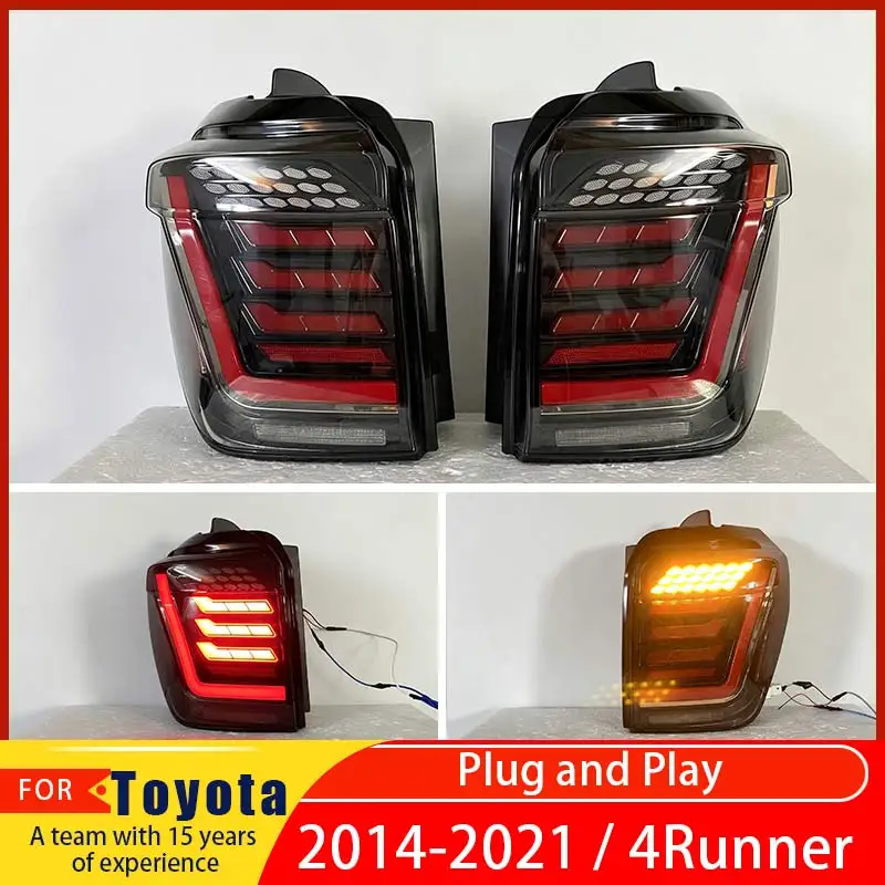 Suitable for Toyota 4Runner 2014-2021 fifth generation N280 LED taillights, sequential turn signal=plug and play