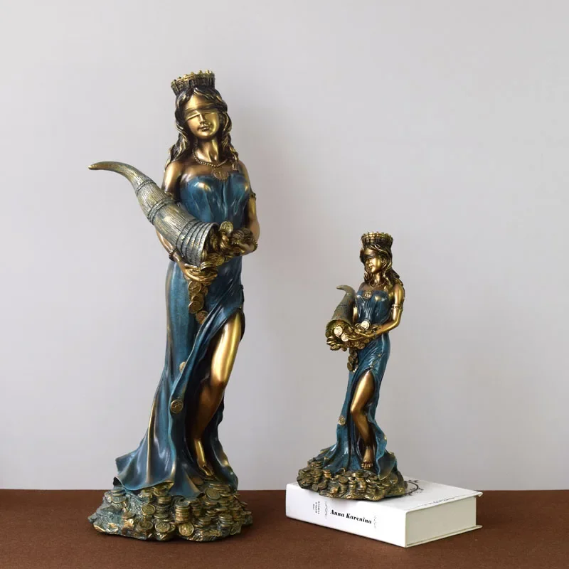 Greek Fortune Muse Figure Sculpture Statue, European Decoration Office Lucky Good Meaning Tabletop Ornament