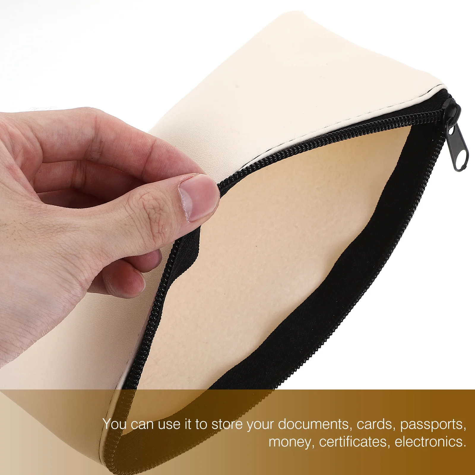 

2pcs Zipper Bill Bags Pu Cash Pouch For Receipt Organizer Bank Deposit Bag Smooth Zip Closure For Teachers