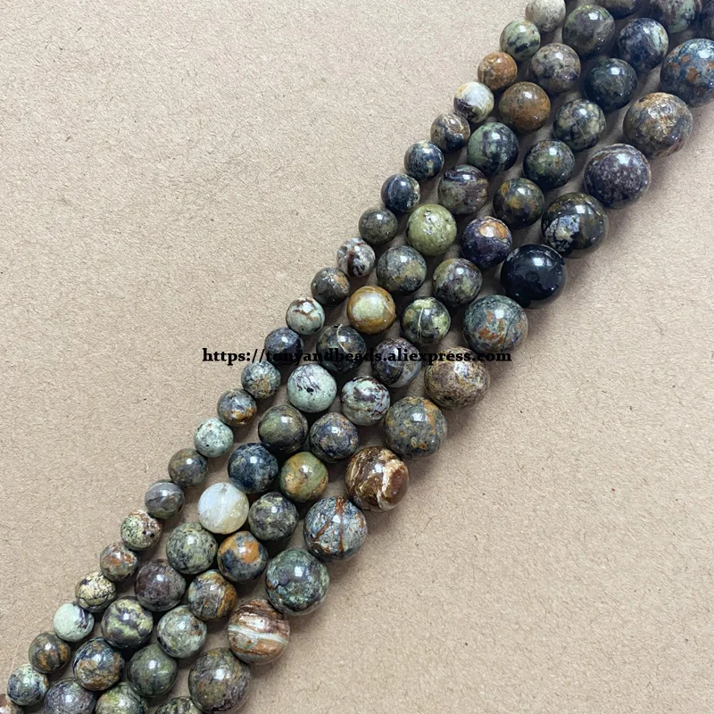 Genuine Semi-precious Natural Brazil Green Opal Stone Round Loose Beads 6 8 10mm For Jewelry Making DIY