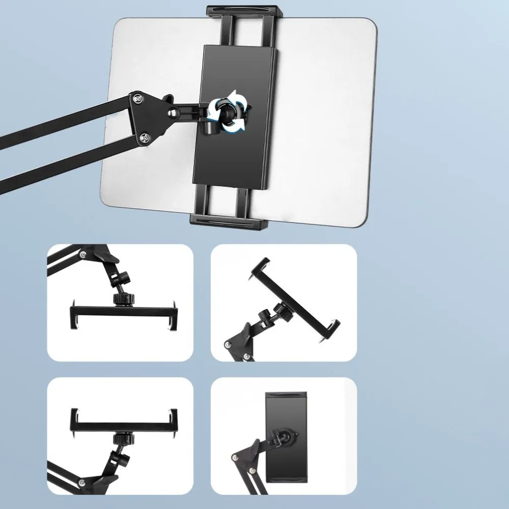 

360° Rotating Bed Tablet Stand Long Arm Flexible Desktop Phone Mount Stand Clip on Height Adjustable Tablet Phone Holder