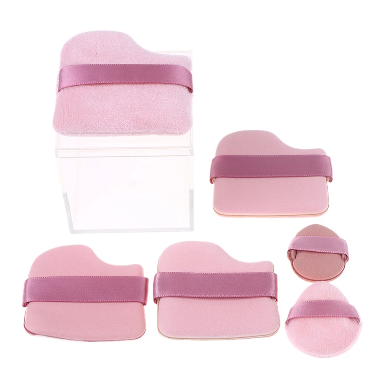 6 Teile/satz Rosa Puderquaste Mini Daumen Puderquaste Concealer Rouge Trockenen Und Nassen Make-Up Weiche Haut-freundliche Beflockung luft Kissen