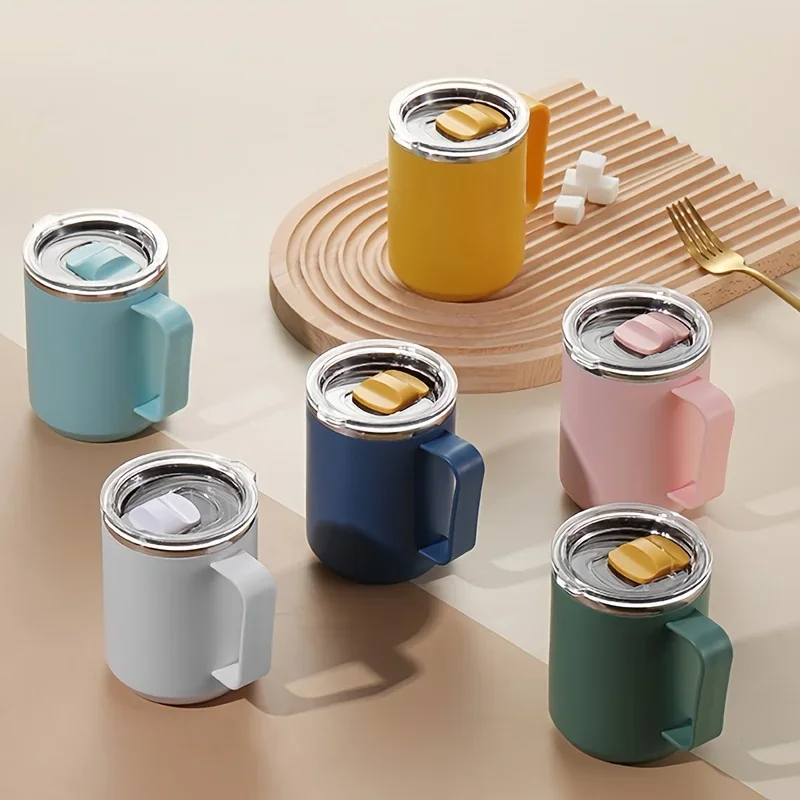 

Stainless Steel Insulated Coffee Mug 450ml With Handle And Lid, Double Wall Vacuum Travel Mug For Office, Outdoor Thermos cup