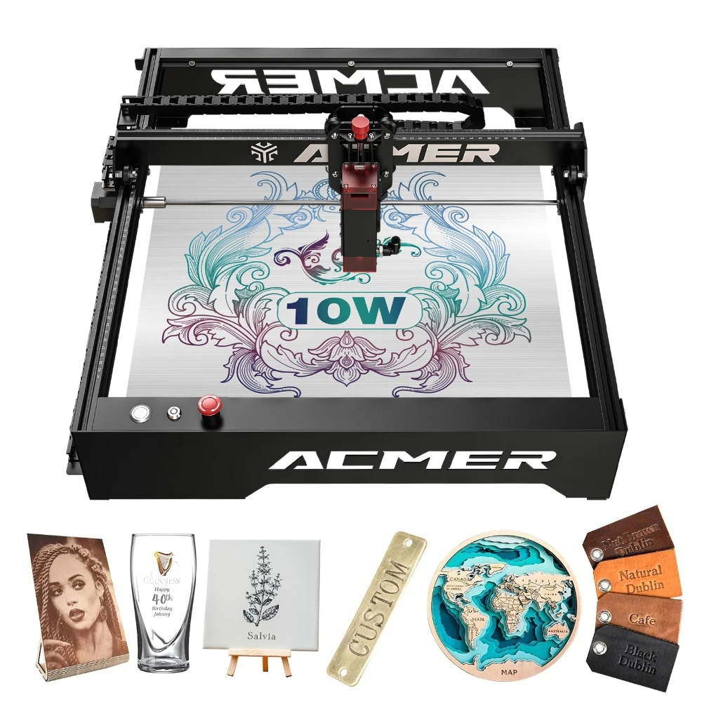 ACMER P1 10W Powerful Laser Engraving Machine Wifi APP Control Laser Engraving Cutting Machine for Wood and Metal 400X410mm