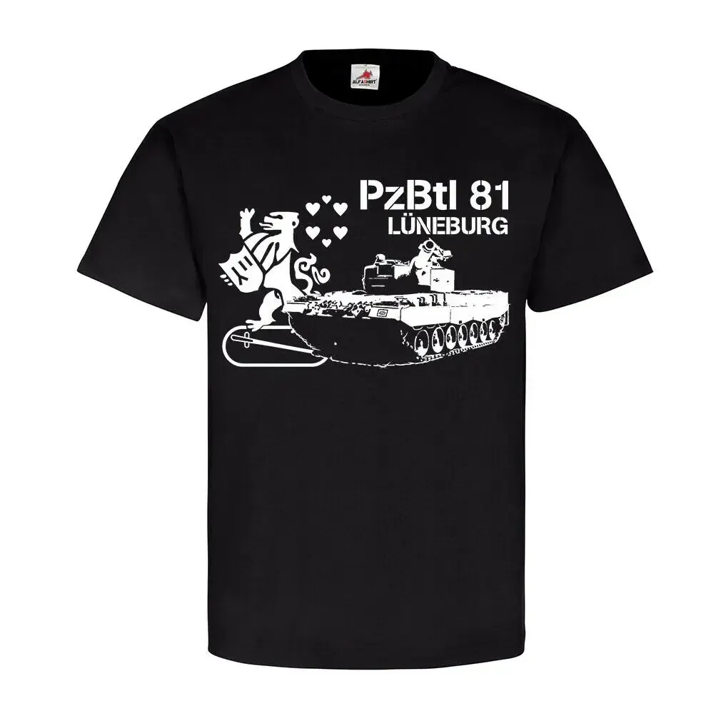 PzBtl 81 Luneburg Panzer Battalion Leopard 2A4 Tank T-Shirt 100% Cotton O-Neck Short Sleeve Summer Casual Mens T-shirt