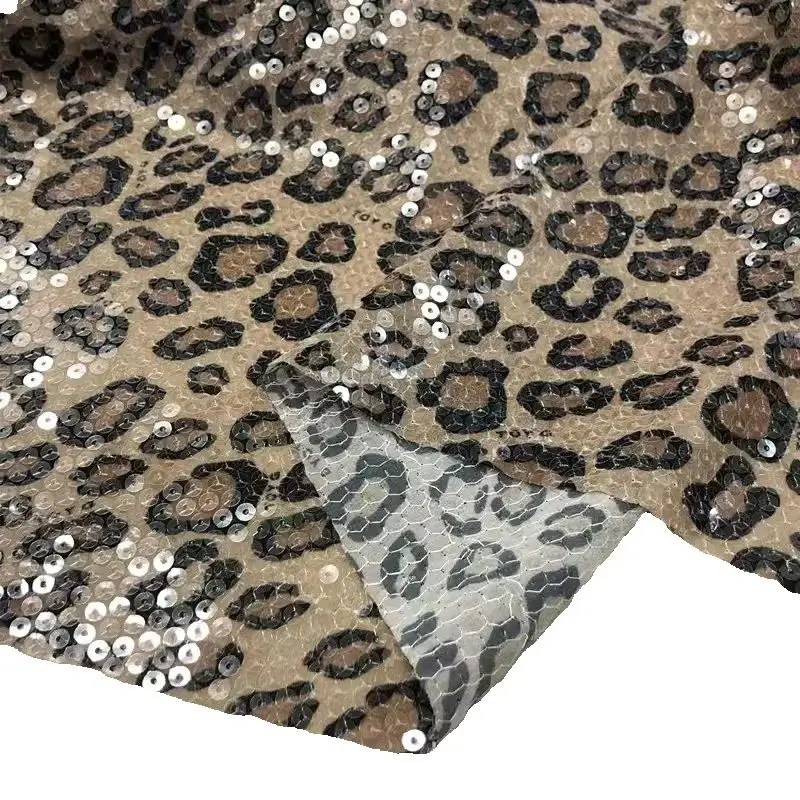 

Fashion Leopardgrain Chiffon Sequin Embroidered Fabric