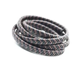 0.5m/1m/lot Vintage Genuine Flat Braided Leather Cords 6mm 8mm Rope for DIY Leather Bracelet Jewelry Making Findings Wholesale