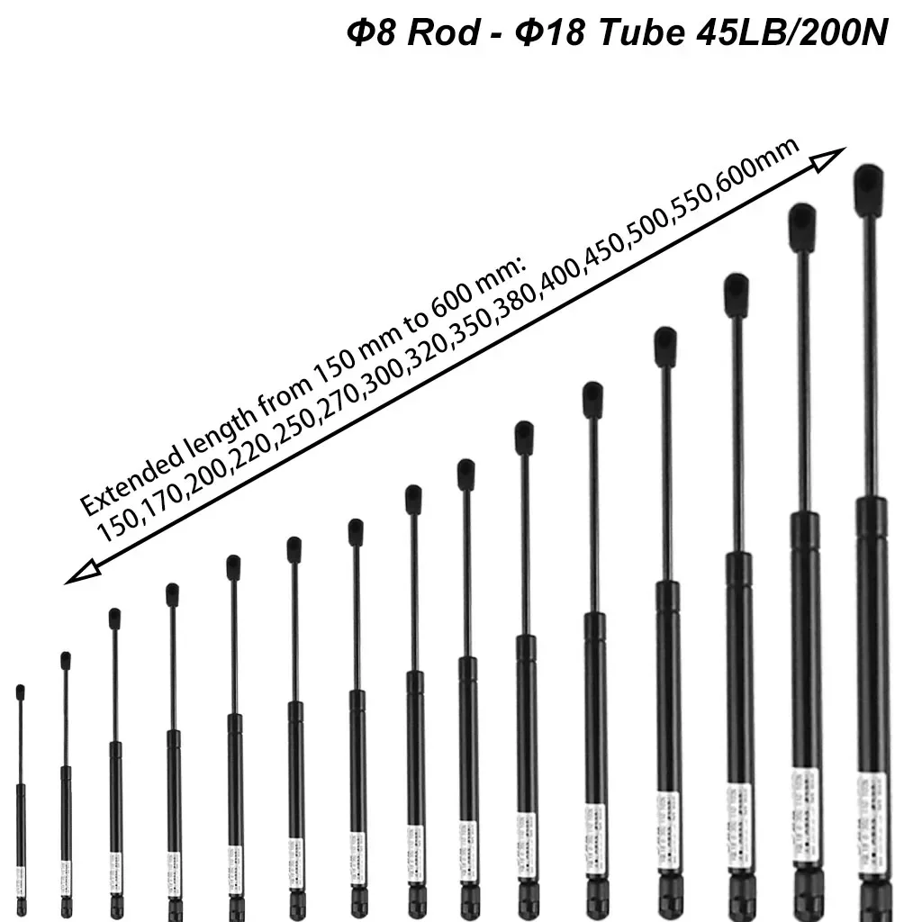 1PC 200N/45LB 8X18 Gas Spring Nylon Ends Shock Absorbers Car Gas Struts Lift Supports Damper Cupboard Kitchen Furniture Hinge