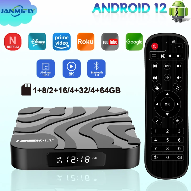 T95MAX Original TV Box H618 8K UHD Quad-core Android 12 Movie Search Dual-band WiFi BT5.0 2.4G/5G Set-top box