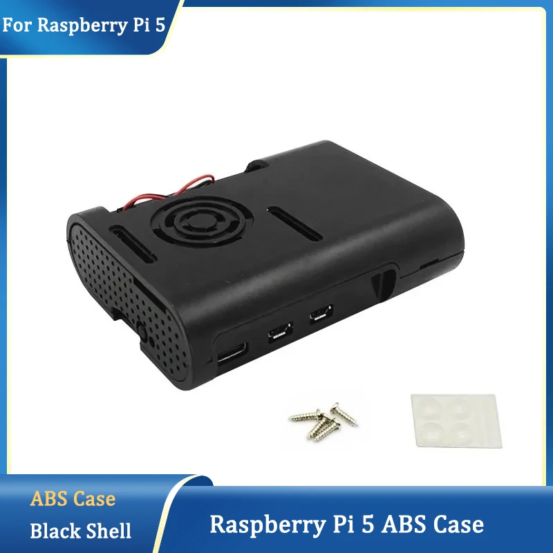 

Raspberry Pi 5 ABS Case Generation Shell Black Plastic Case Protection Enclosure for Raspberry Pi 5B