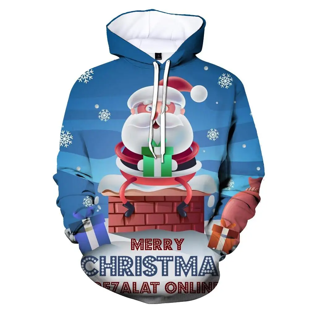 Gran oferta de Sudadera con capucha con estampado 3d de Navidad para niños y niñas, camisetas finas de manga larga con muñeco de nieve/papá Noel,
