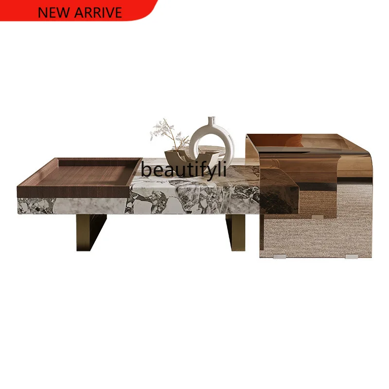 

X Italian Minimalist Luxury Stone Endtable Living Room Home Light Luxury Modern Minimalist High Sense Dali Stone Endtable