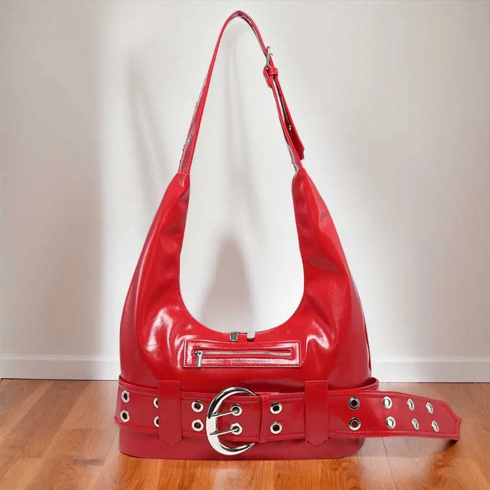 

Крутая сумка на плечо из искусственной кожи для девочек, большая вместительная сумка с пряжкой на ремне, регулируемый ремень, модная мотоциклетная сумка, сумка для свидания и вечеринки