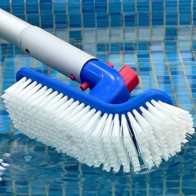 Ergonomic Grip Pool Brush 180 Degree Rotating Hand Scrub Suction Vacuum Head Nylon Fine Bristles Ground Cleaning Maintenance