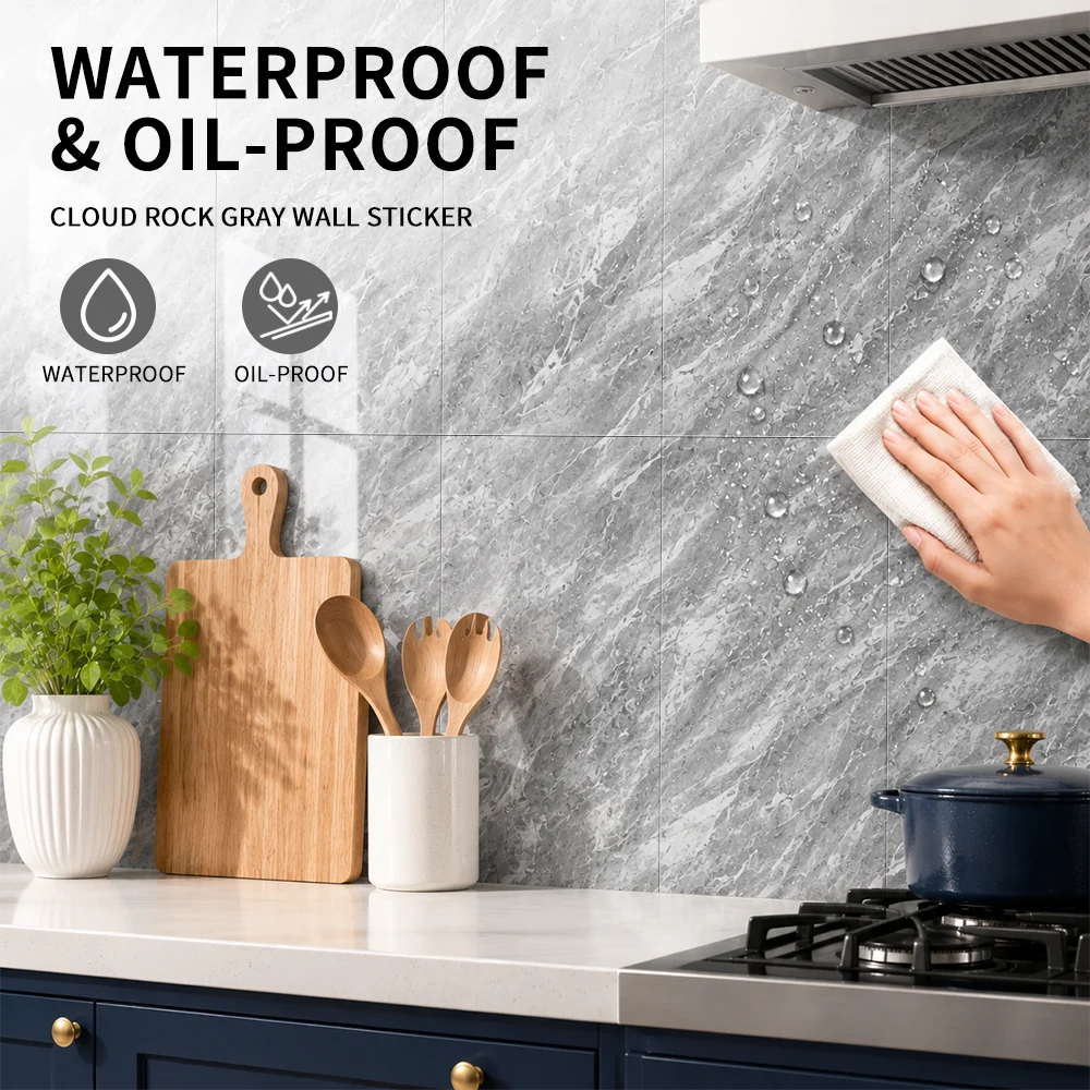 10-50Pcs Self-adhesive Marble Tiles Sticker Waterproof 30cmx60cm Tiles Floor Stickers IXPE Tile Kitchen Bathroom Wall Sticker