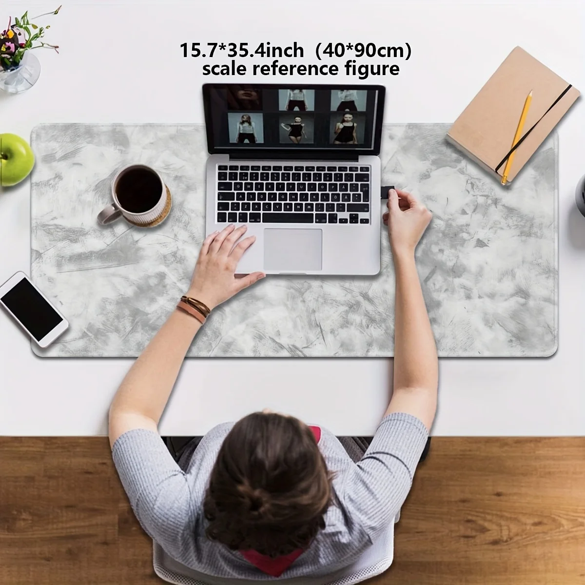 Sleek Grey - Toned Desk Mat: Non - Slip PC Accessory for Gaming & Office, Large - sized with a Minimalist Design - Image 3