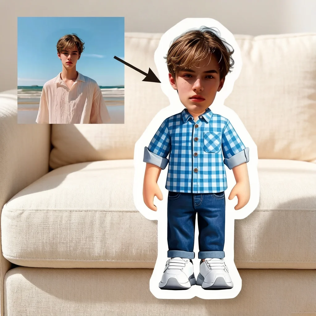 Customized plush pillows with unique humanoid plush cushions, personalized facial plush pillows, handsome men's plush pillows