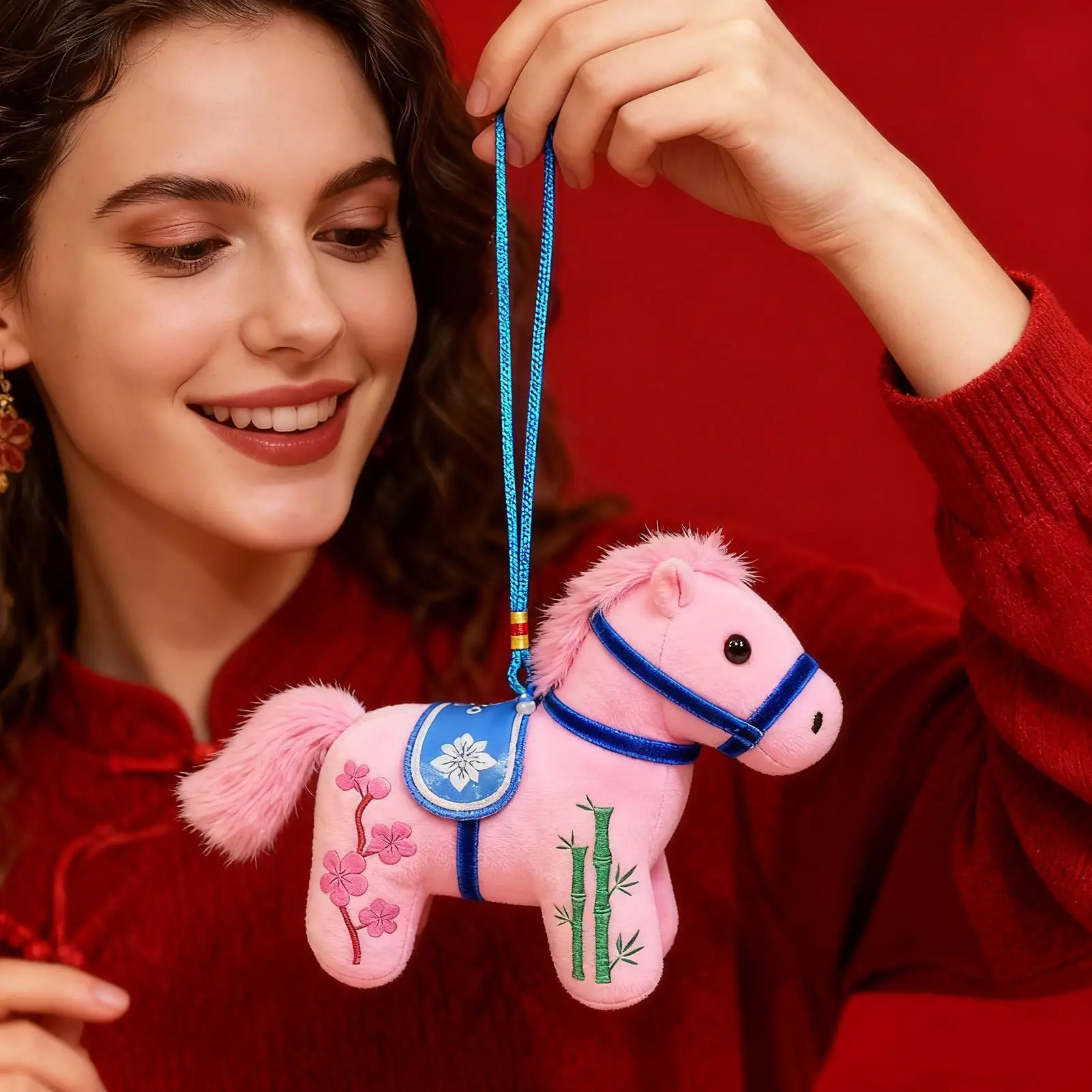 2026 année du cheval mascotte sac en peluche charme nouvel an chinois cheval en peluche pour enfants adolescents adultes passionnés de mode étudiants
