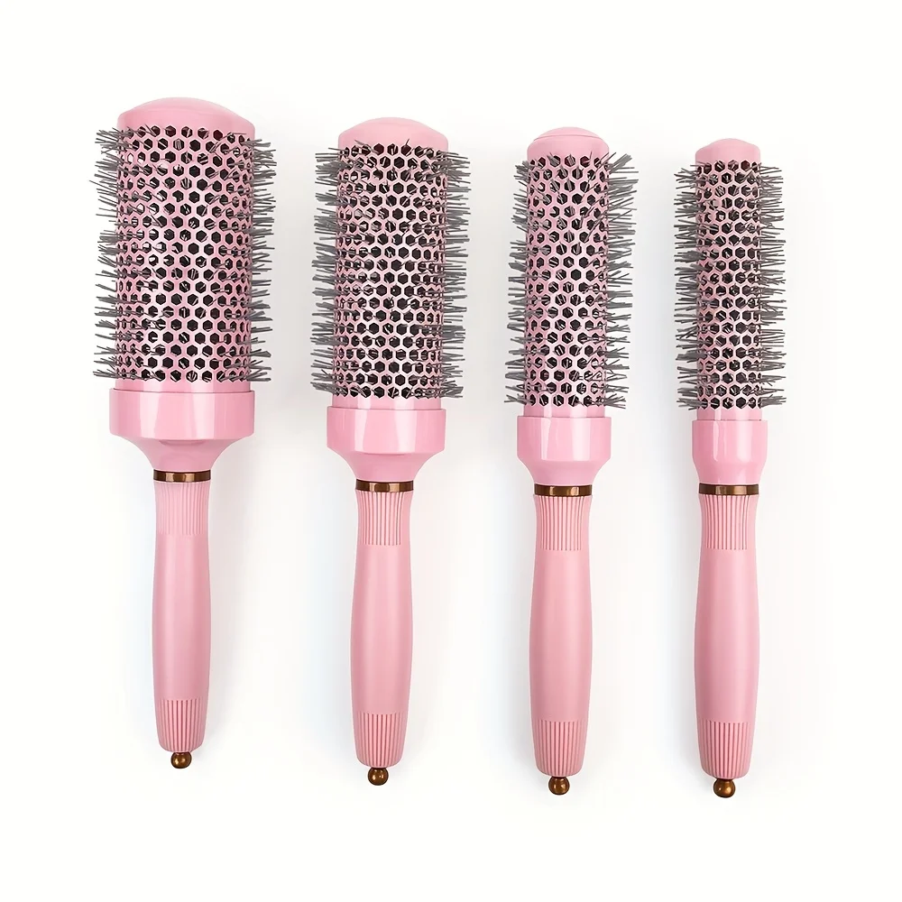 1-Piece Aluminum Tube Roller Brush, Pink High-Efficiency Round Brush, Ceramic Roller Brush Series, Large Pack Aluminum Tube Roller Brush, Air Brush for Volumizing and Blow-Drying