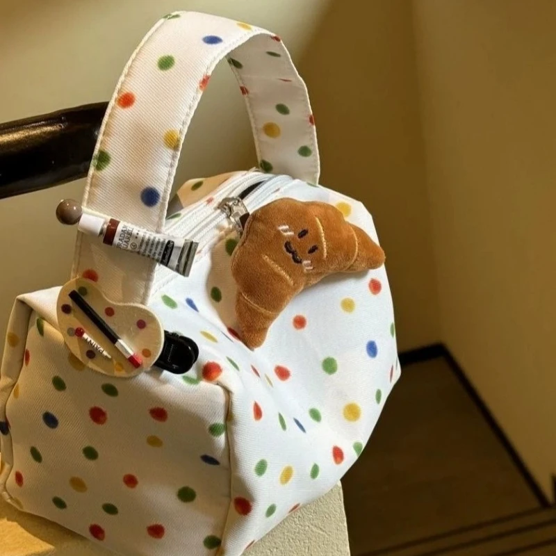 حقيبة مكياج ملونة منقطة، حقيبة مكياج محمولة ومكياج وغسيل للنساء