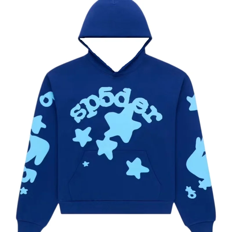 26-27 Nova Chegada de Outono, Moletom Esportivo Azul Masculino, Camiseta de Manga Longa Estilo Y2K Casual e Retrô, Versátil para Uso Diário