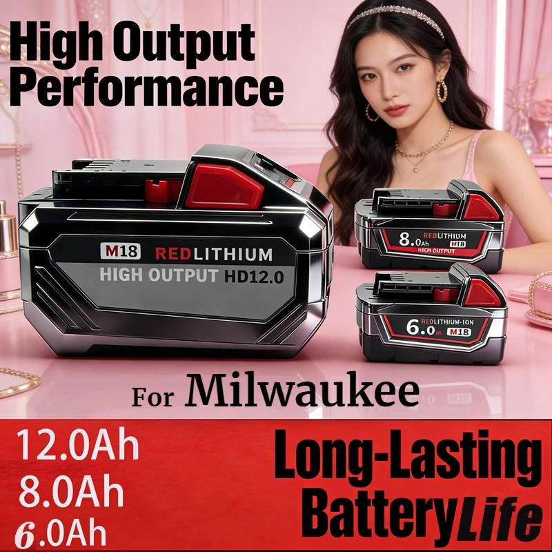 

Fit Milwaukee M18 18V 12Ah 15-Cells 21700 Li-ion Rechargeable Battery Replacement for 48-11-1815 48-11-1850 Compatible M18 Tools