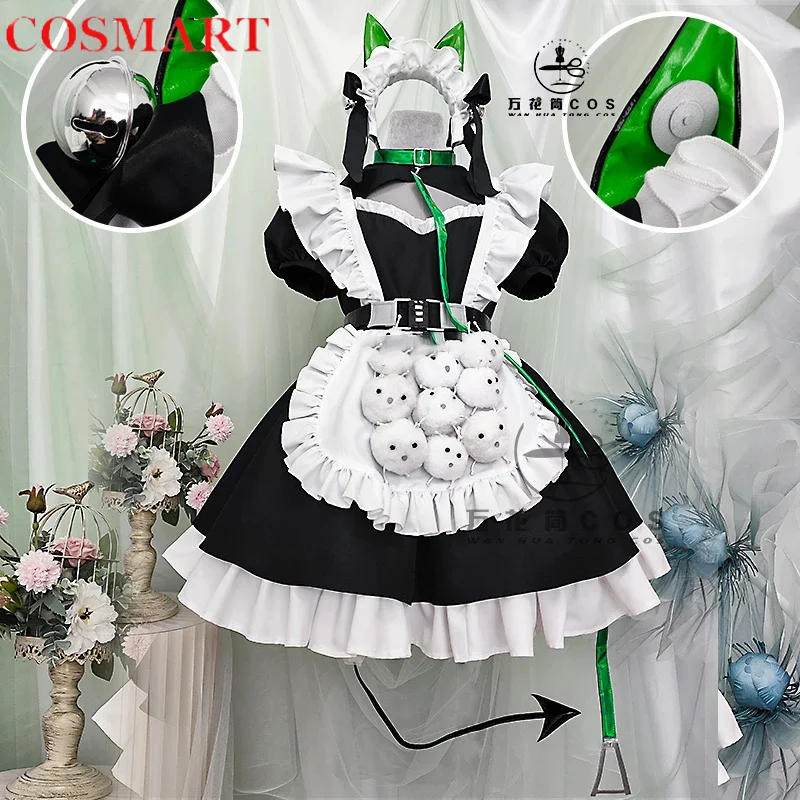 COSMART Vtuber VirtuaReal Aza Maid Dress Game Suit Sweet Lovely Uniform Cosplay Costume Halloween Party Role Play Outfit Women