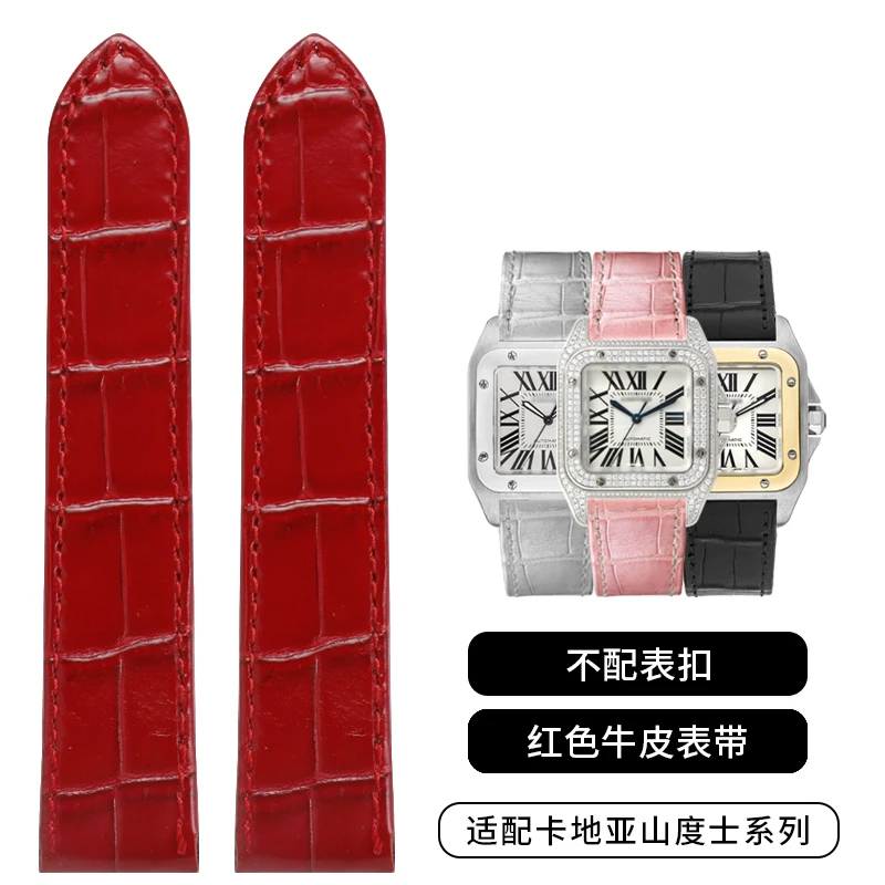 20mm 23mm Hoge Kwaliteit Lederen Horlogeband Voor Cartier Horlogeband Santos 100 Serie mannen En Vrouwen vouwgesp