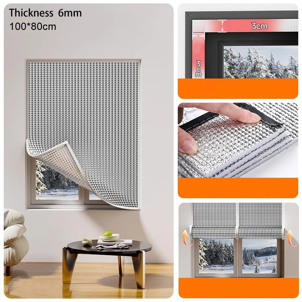 100*80cm Windproof Curtains Easy Roll Up Curtains Insulated Window Cover Thermal Energy Retention Water Resistance