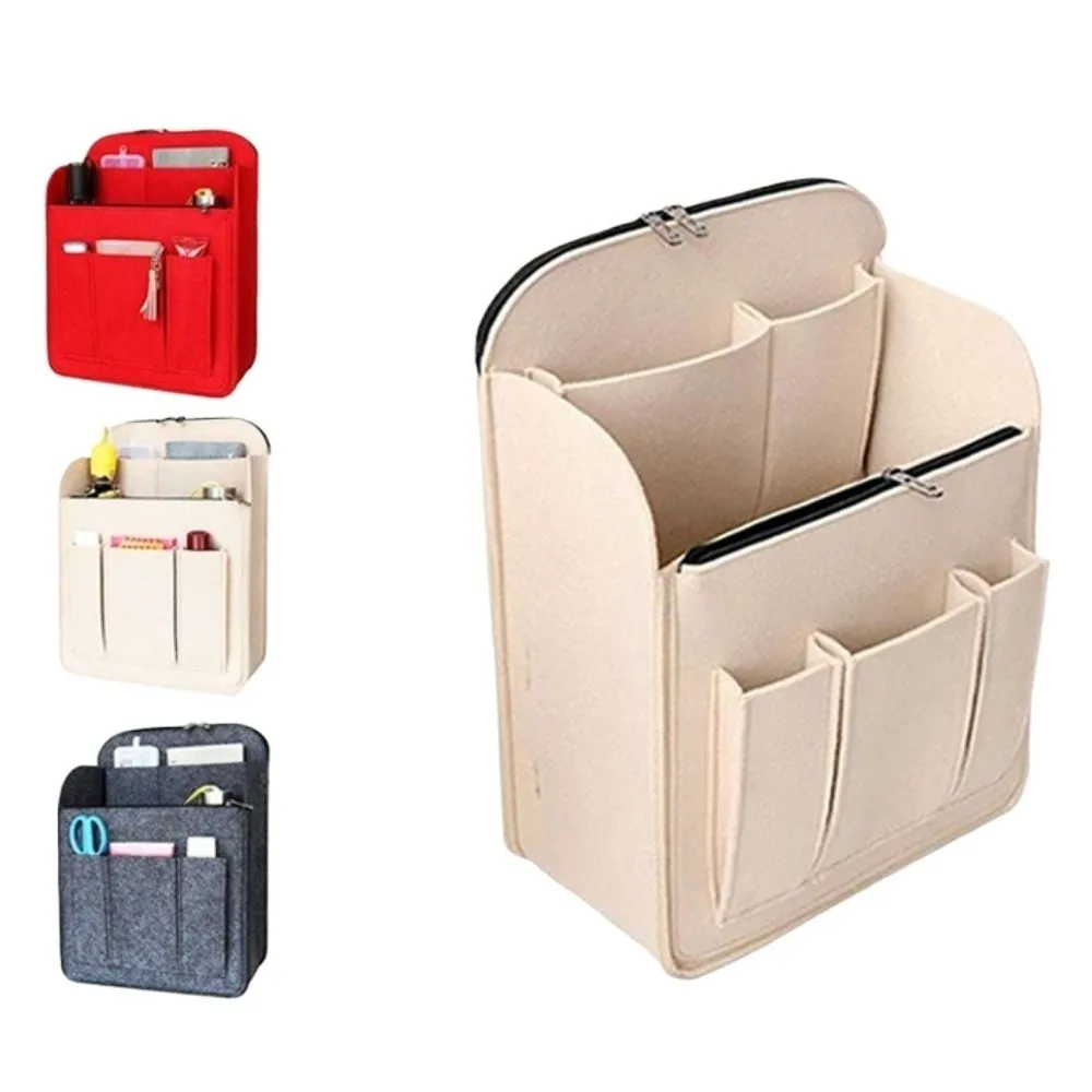 

Felt Backpack Organizer Insert Multi-Pocket Multi layer Rucksack Insert Solid Color Multifunctional Storage Bag Shoulder Bag