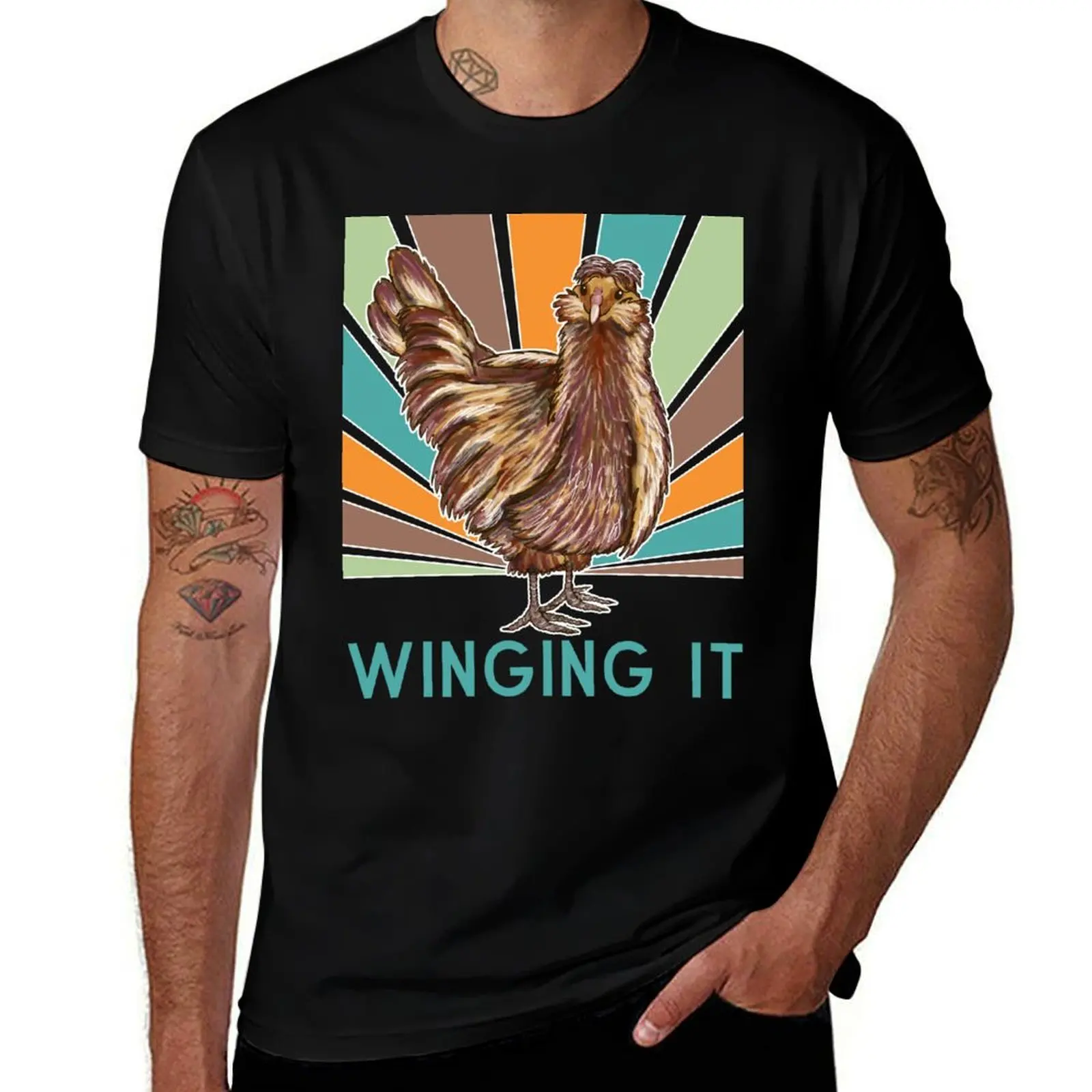 

Winging It - Cute Retro Easter Egger Chicken T-Shirt t shirt man casual man t shirts high quality luxury brand T-Shirt