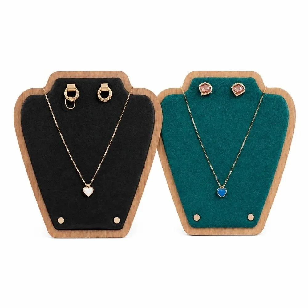 Removable Necklace Earrings Display Stand Storage Leather Wood Necklace Chain Hanger Jewelry Display Board