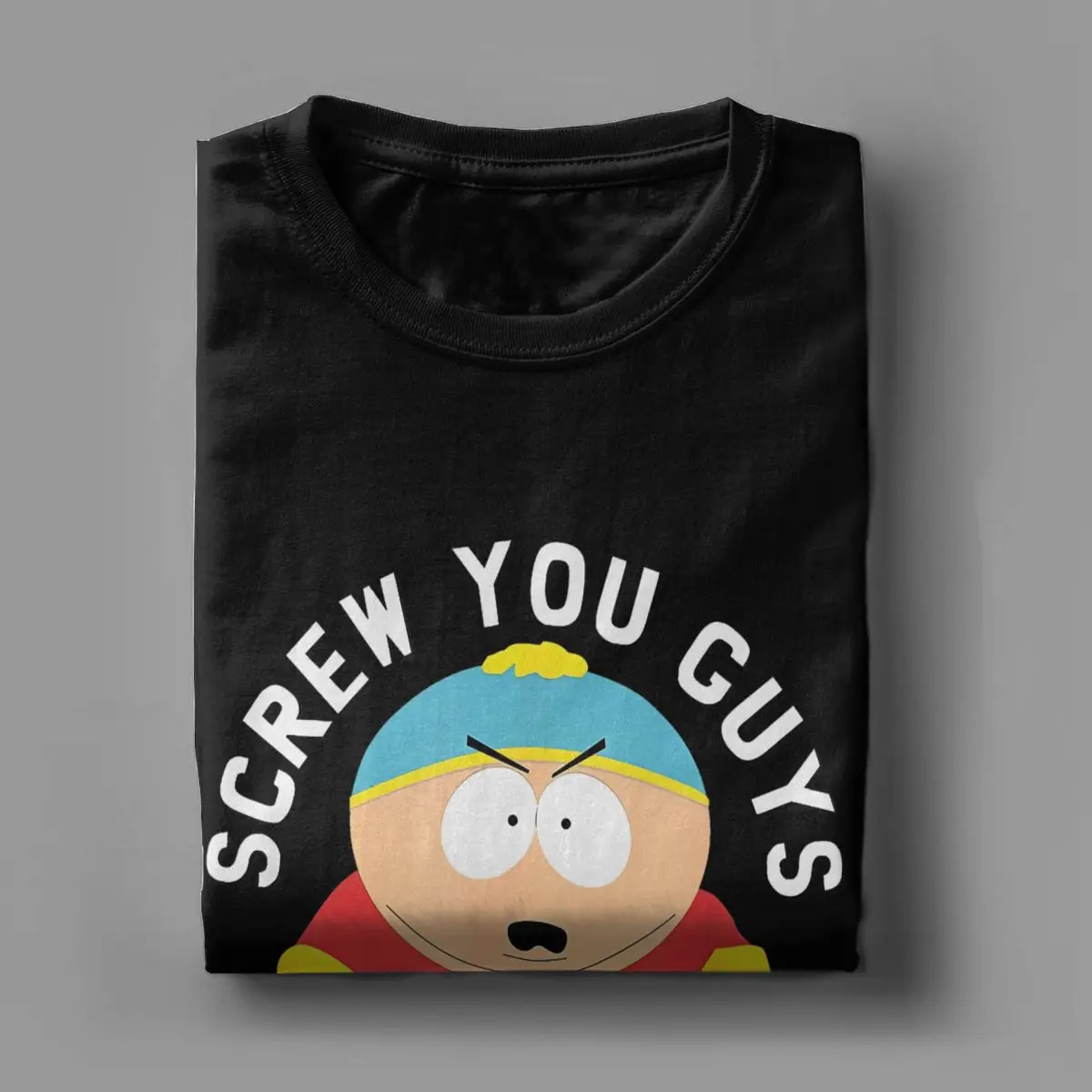 Men Souths Parks Cartman Screw You Guys T Shirts Funny Cartoon Cute Comic Pure Cotton Casual Short Sleeve O Neck Tee T-Shirts view 4