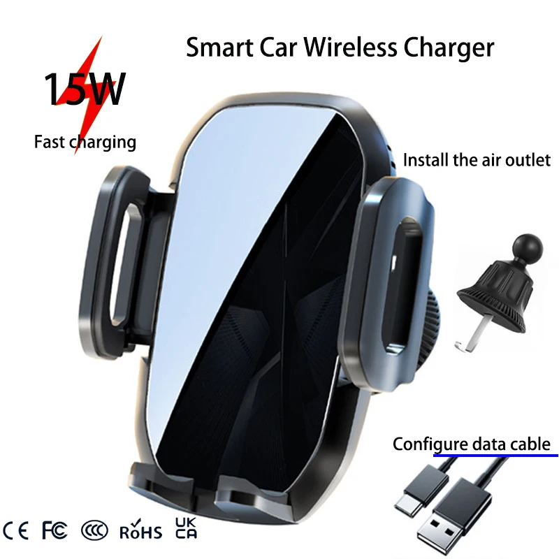 Carregador Sem Fio Automotivo 15W 2025 com Suporte de Celular por Gravidade para Saída de Ar