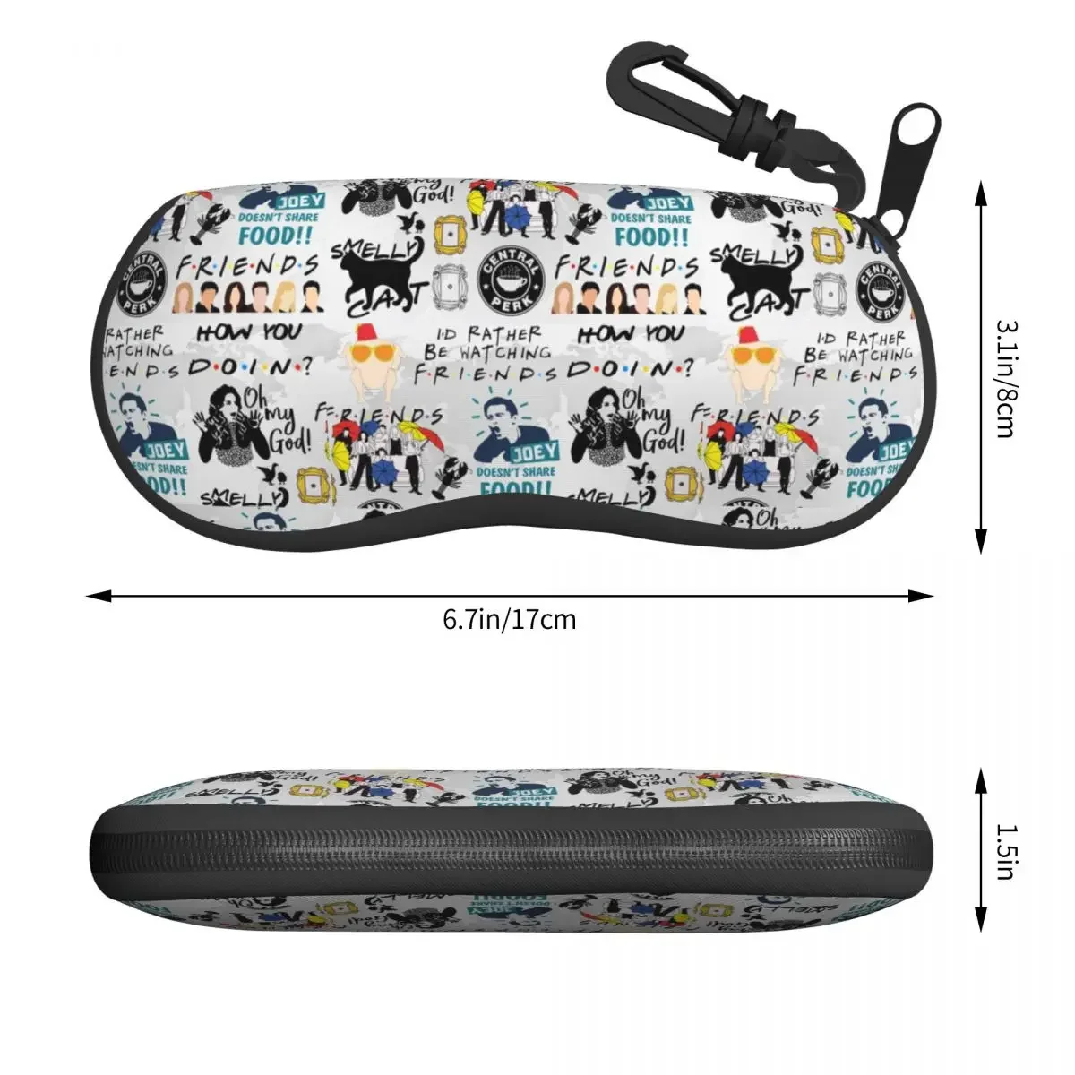 Funny Friends Collage Eyeglass Glasses Case Women Men Soft TV Show Sunglasses Protective Box