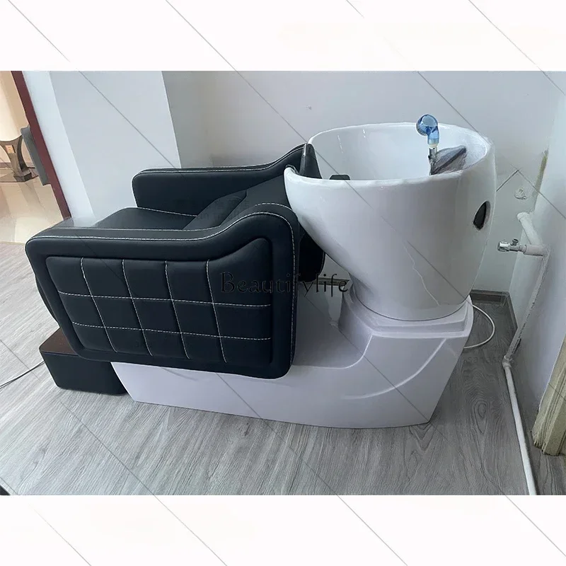 

06Hair Salon Shampoo Chair Gold-Plated round Tube Armrest Dedicated Shampoo Chair