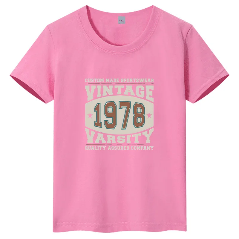 

Summer New Style Children's Short-sleeved Pure Cotton Round-neck T-shirt with Number 1978 Print Casual Parent-child Style