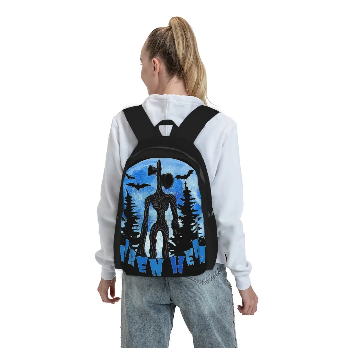 Cartoon Horror Creepypasta Siren Head Backpack Student BookBag Children School Bag Laptop Shoulder Bags for Men Women