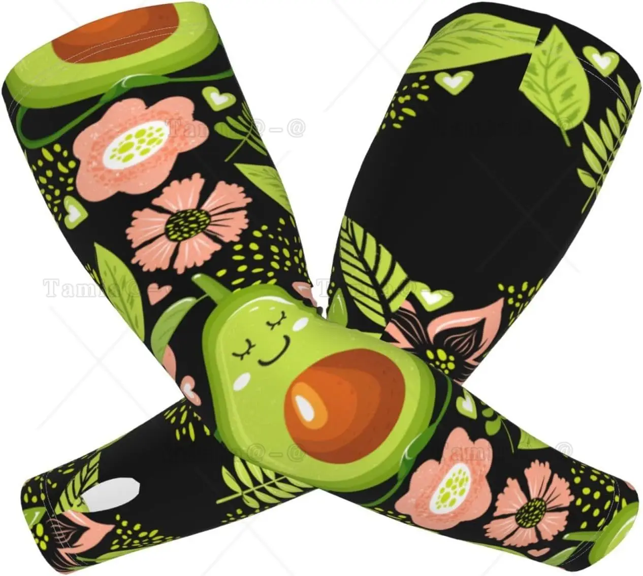 Avocado Keep Calm Print Arm Sleeves Cooling UV Sun Protection Sports Compression for Men Women Golf Basketball Arm Sleeves