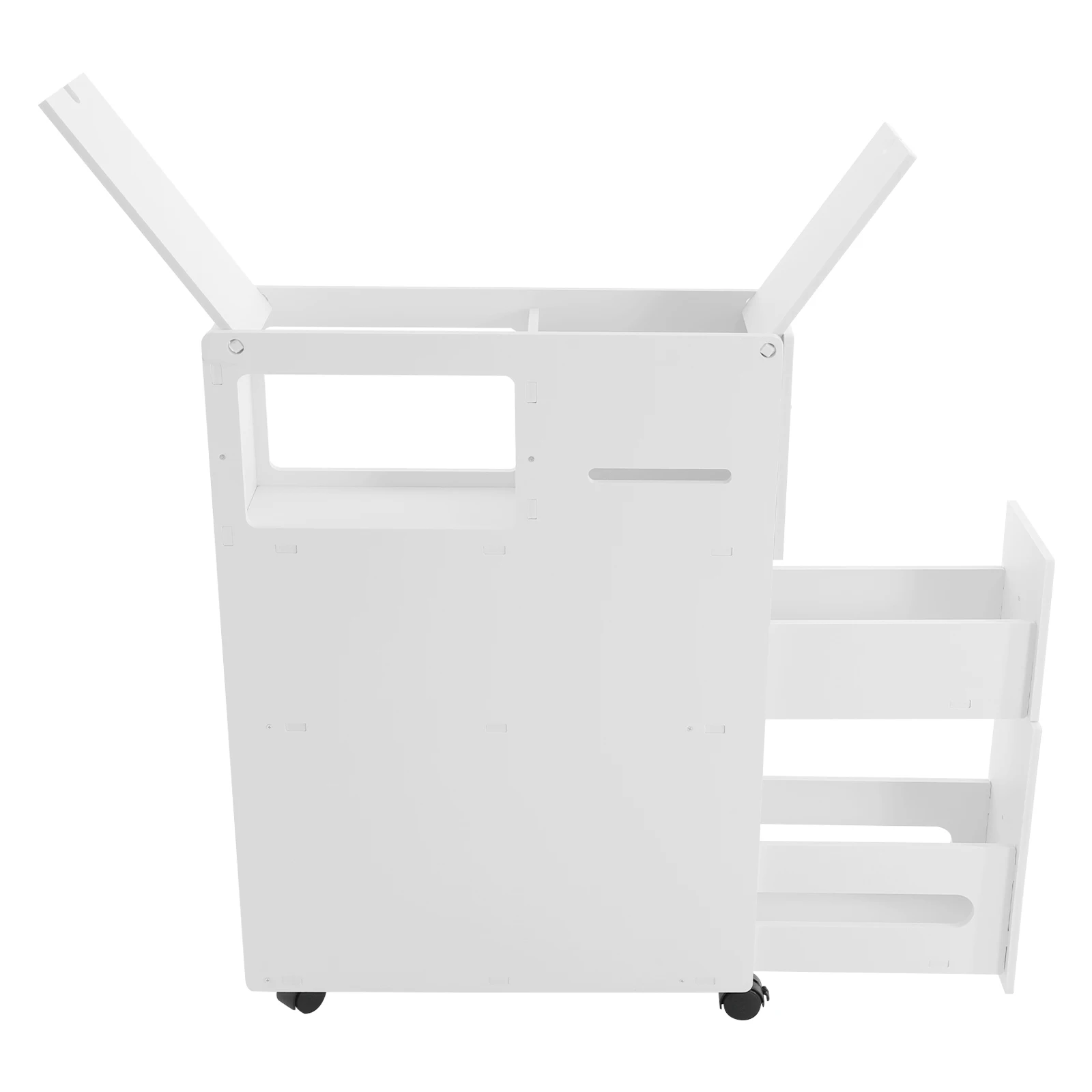 Bathroom Space-saving Narrow Storage Cabinet Floor Storage Organizer PVC Rolling Drawer Unit with Lock Wheels Multi Compartment for Toilet Side