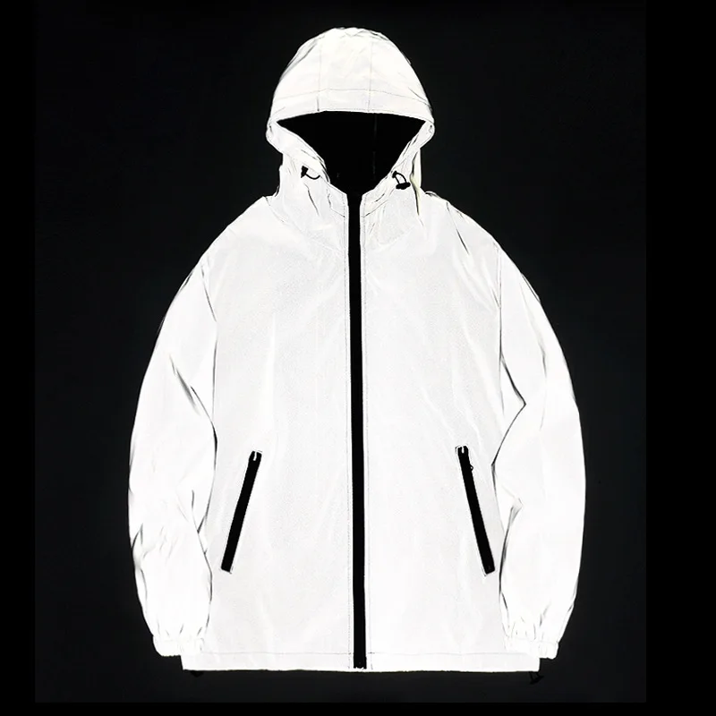 Spring Autumn Couple Lightweight Windbreaker Korean Trendy Loose Fit Reflective Waterproof Windproof Jacket For Men