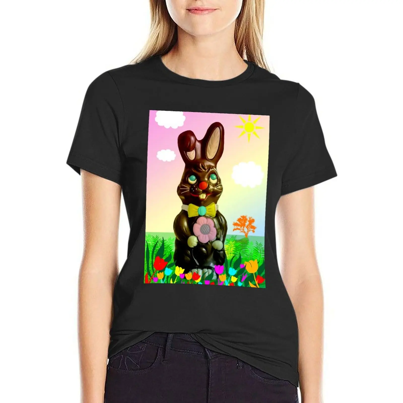 chocolate rabbit T-Shirt cute tops Female clothing female new edition cat shirts for Women