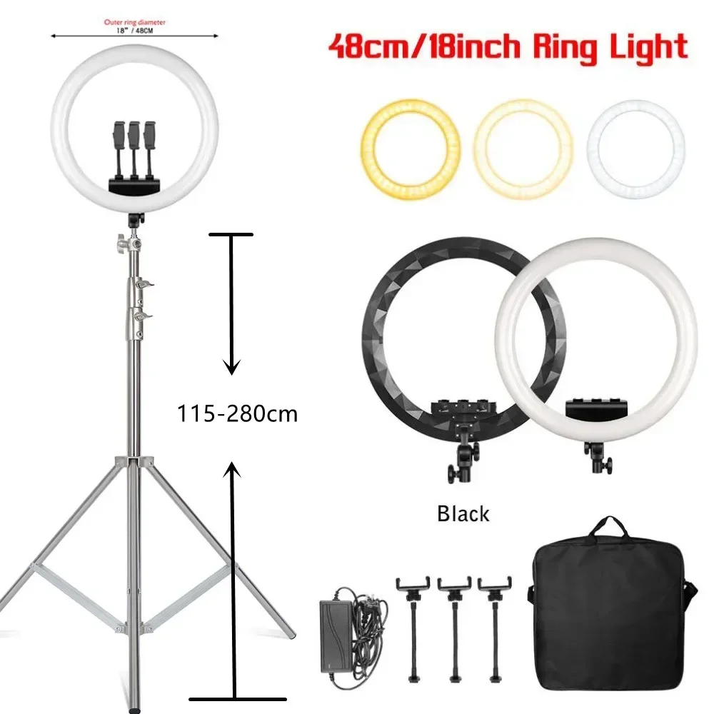 SH 45cm 18 inch Ringlamp USB Oplaadbaar Selfie LED Lamp met Statief Dimbaar Fotografie Licht voor Foto Fotografie Studio