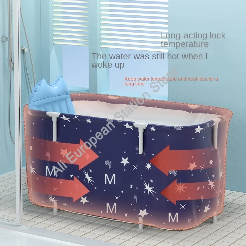 حوض استحمام قابل للطي، حوض استحمام محمول للكبار والأطفال، سعة كبيرة، حوض استحمام خفيف الوزن للمنزل والسفر والتخييم وتخزين الحمام