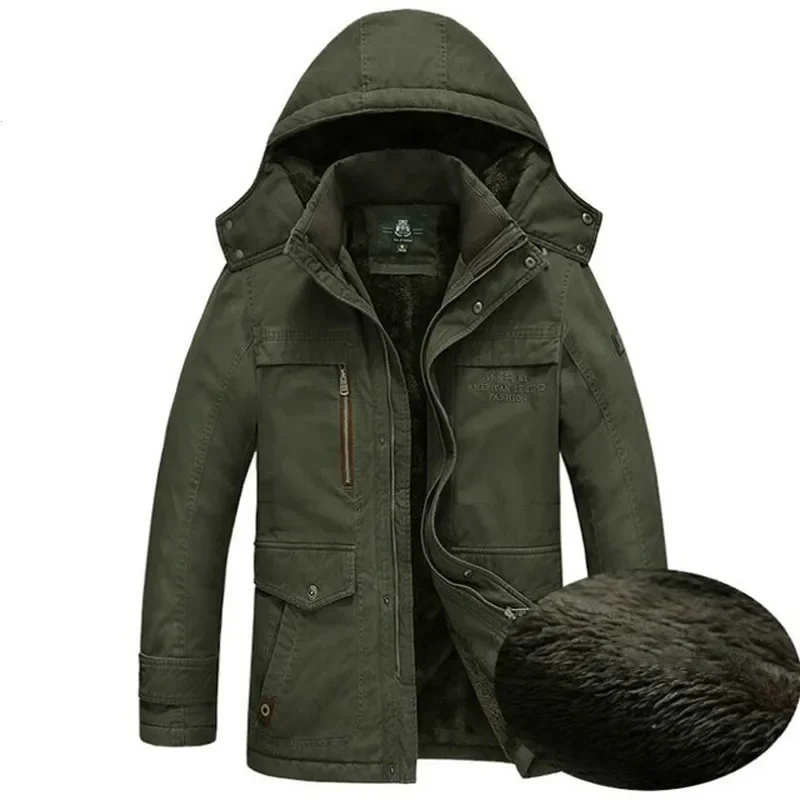 

Brand Army Parka men Winter Warm Thick Mens Down Jackets and Coats Wool Liner Hooded Collar Winter Jacket Men