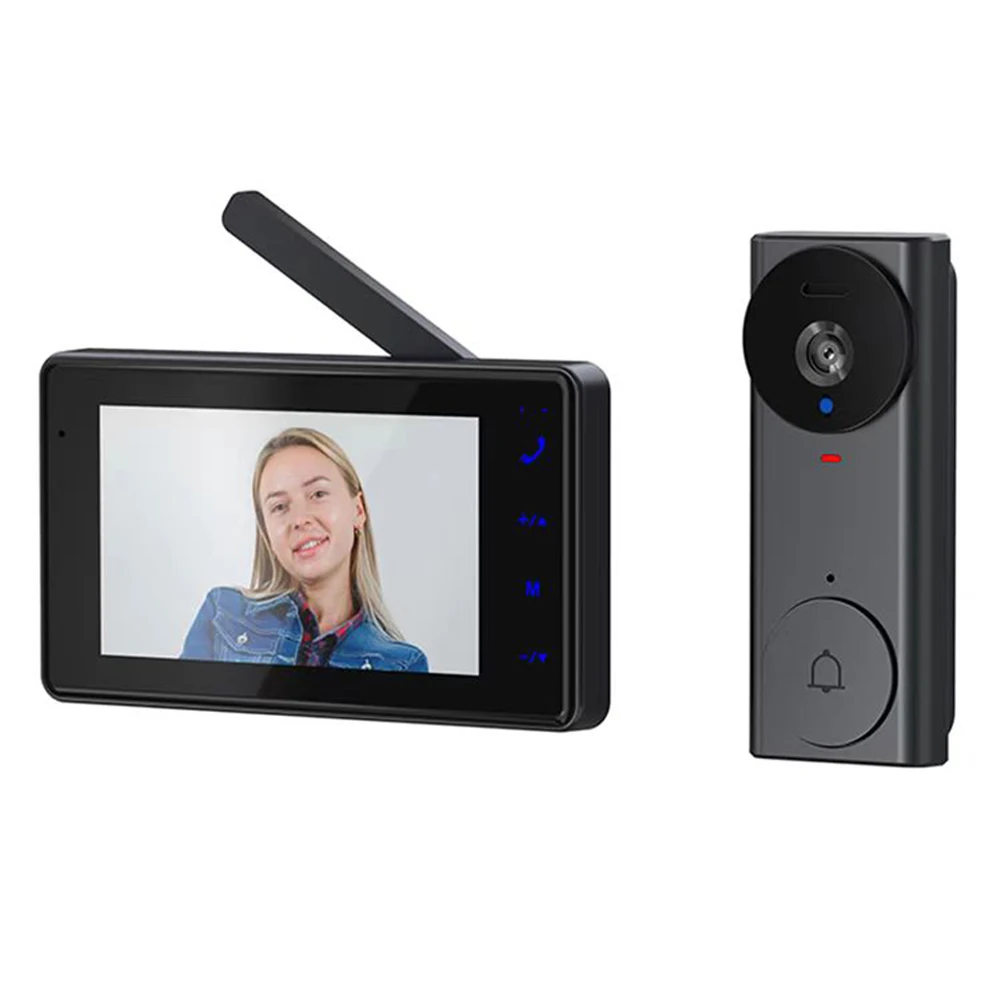 가정용 감시용 무선 비디오 초인종, 적외선 야간 투시경, 2.4G 와이파이 스마트 비디오 초인종, 4.3 인치 IPS 스크린