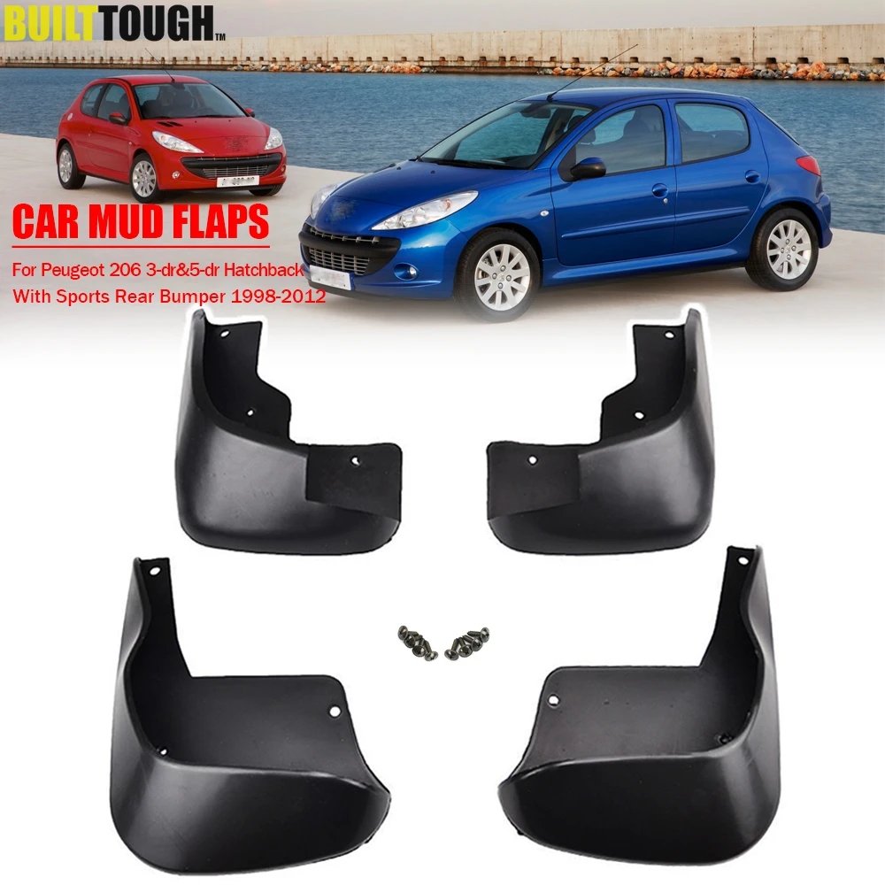 Mudflaps For Peugeot Naza 206 Bestari 1998 - 2012 Mud Flaps Splash Guards Mudguards Front Rear 1999 2000 2001 2002 2011 2010