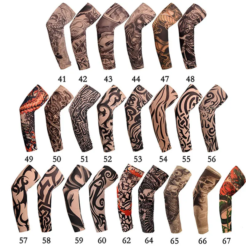 

3D Tattoo Printed Armwarmer Outdoor Cycling Sleeves UV Protection MTB Bike Bicycle Sleeves Arm Protection Ridding Sleeves