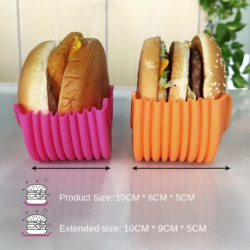 Burger Holders Reusable Anti-dirty Hands Silica Gel Sandwiches Holder Box Beef Press Patty Melt Hamburger Bun Shell Kitchen Tool