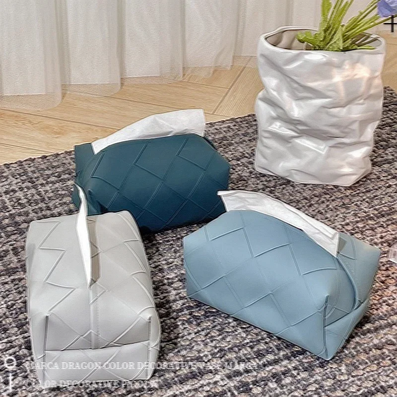 

Leather Tissue Box Car Tissue Box Home Living Room Decoration Bedroom Kitchen Desktop Nordic Large Storage Box Napkin Holder